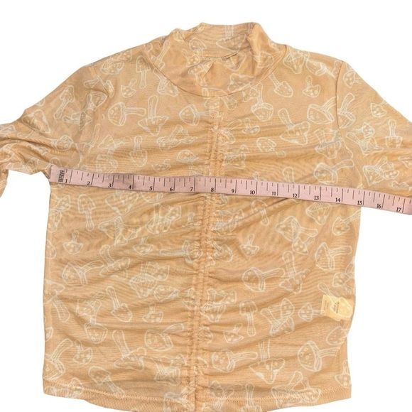Self Esteem Peach Orange Mushroom Sheer Adjustable Long Sleeve Top Women’s S - Picture 10 of 11